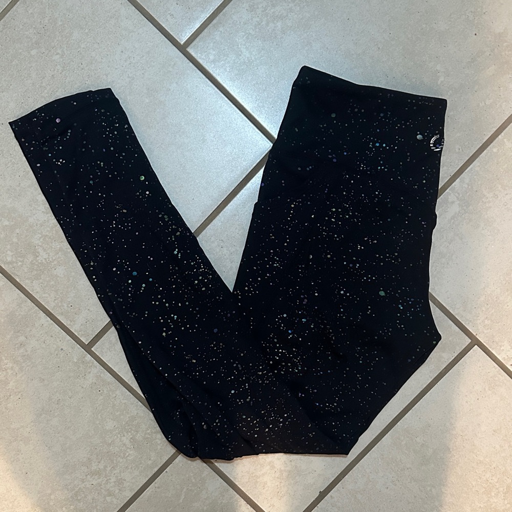 Black Leggings with Multicolor Speckle Pattern